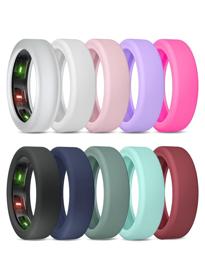 BandRain 10 Pack Cover for Oura Ring Gen 4/4 Ceramic/Oura Gen 3/ULTRAHUMAN Ring AIR, Anti-Scratch Elastic Silicone Protector Case Accessories for RingConn Gen 2/Gen 2 Air Women Men - Image 1